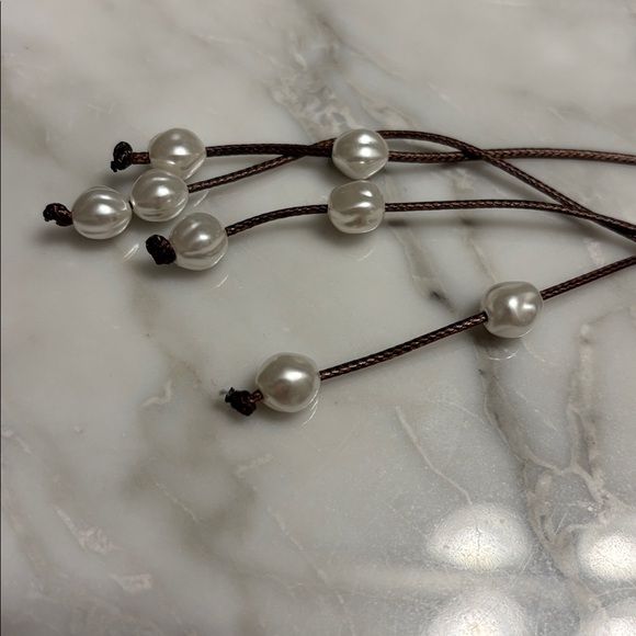 🤍Elegant Pearl and Brown String Belt / Necklace - Picture 3 of 6
